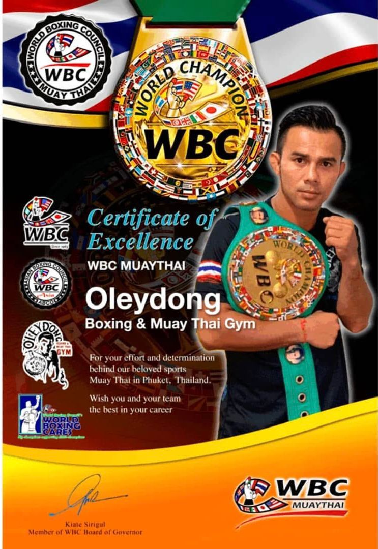 WBC Muaythai Certificate of Excellence for Oleydong